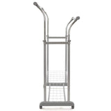 Select nice ezoware heavy duty clothes rack dual bar commercial grade garment coat clothes closet organizer hanging rack with 2 tier bottom shelves for balcony boutiques bedroom chrome finish