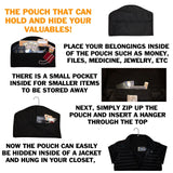 Top hanger diversion safe hidden closet hanging stash safe with interior pocket conceals cash jewelry documents guns or valuables for home or travel