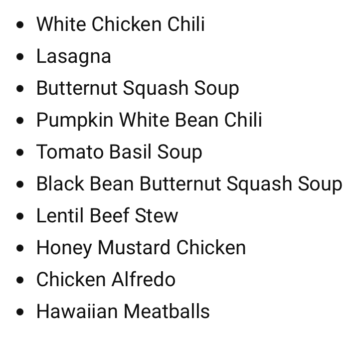 Fall Freezer Favorites