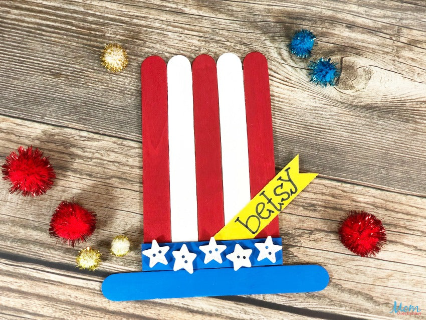 Make Your Own Craft Stick Patriotic Hat – #DollarStoreCraft