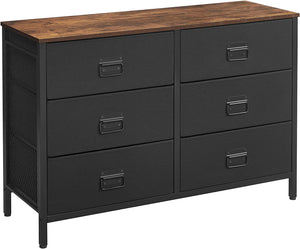 SONGMICS Dresser for Bedroom, Storage Organizer Unit with 6 Fabric Drawers, Steel Frame, for Living Room, Entryway, 6 drawers Brown + Black $71.06