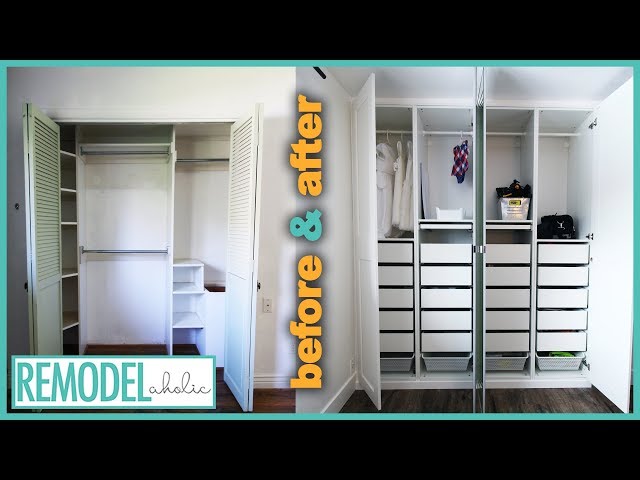 In this video we are going to show you the before and after of how we made a small bedroom closet and transformed it using the Ikea Pax Closet System.