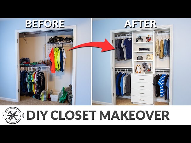 DIY Closet Organization with Shelving and Drawers GET PLANS: