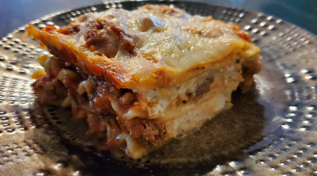 Last night’s dinner. Lasagna with Italian sausage and parmesan-garlic ricotta