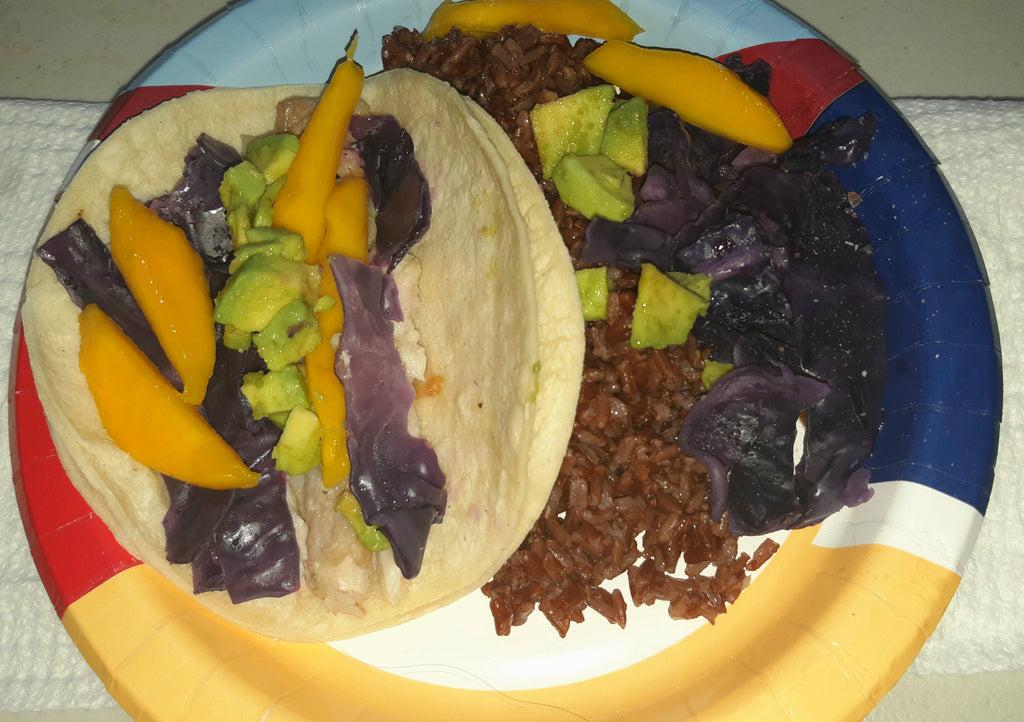 Citrus marinated mahi-mahi tacos, cheesy mashed potato enchiladas