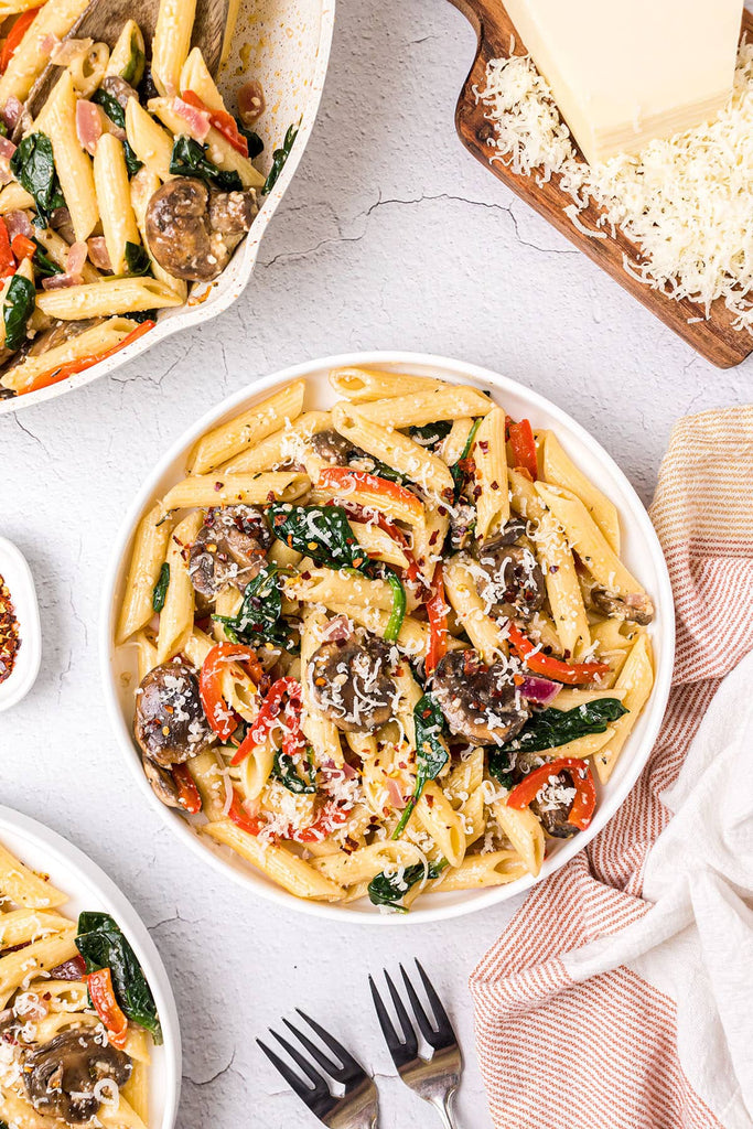 Fresh Veggie Pasta With Garlic And Parmesan