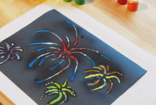 Fireworks Raised Salt Painting
