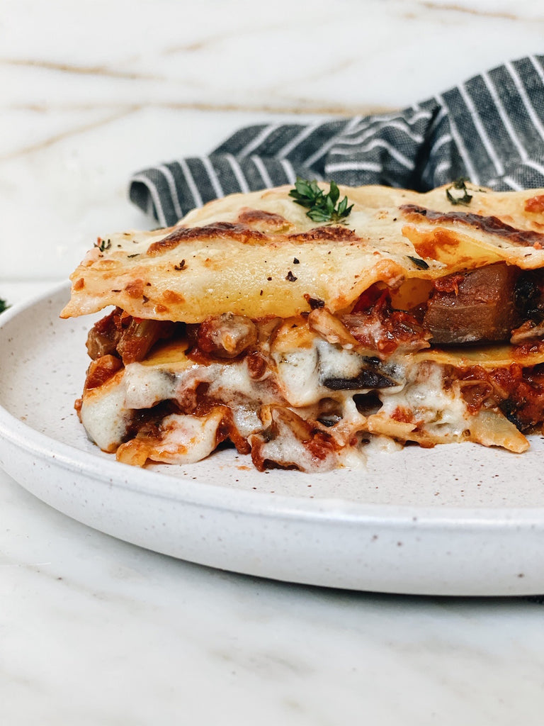 Vegetarian Lasagna with a Mushroom and Eggplant Ragu