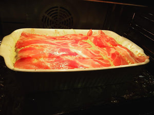 Bacon Lasagna with Cheese Sauce