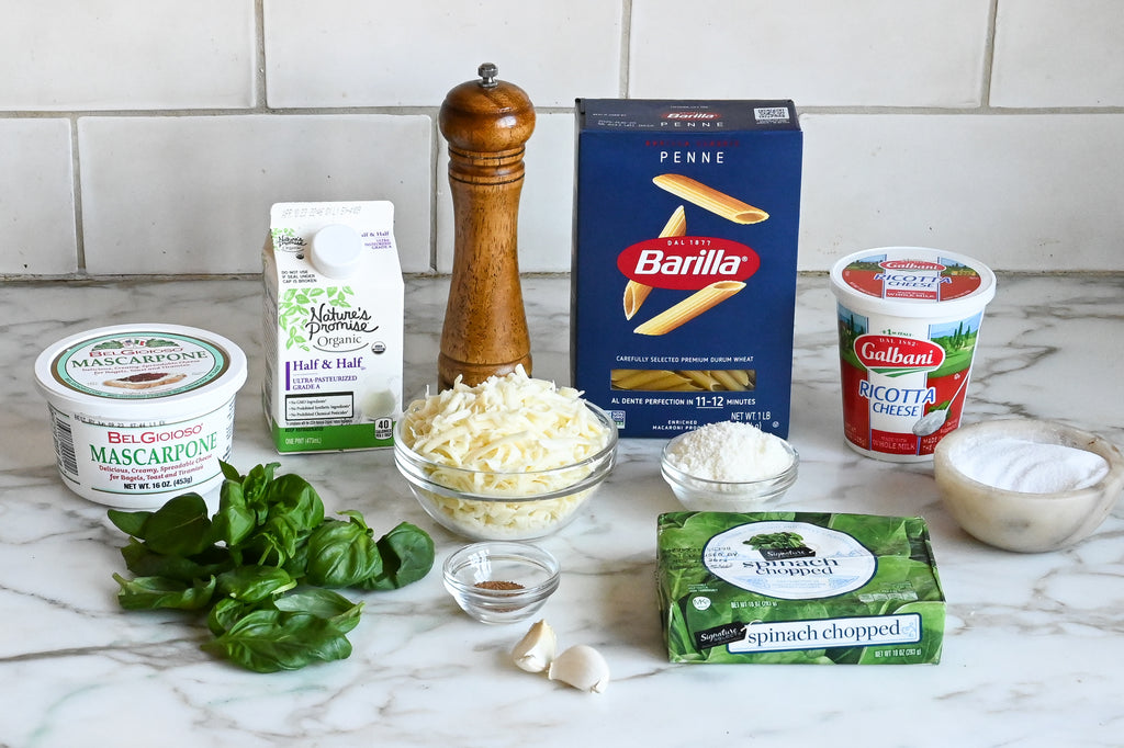 Baked Penne with Spinach, Ricotta & Fontina