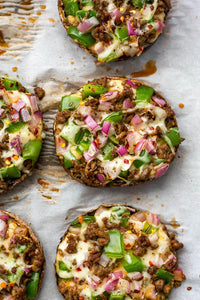 Easy Pizza Portobello Stuffed Mushrooms {Low-Carb}