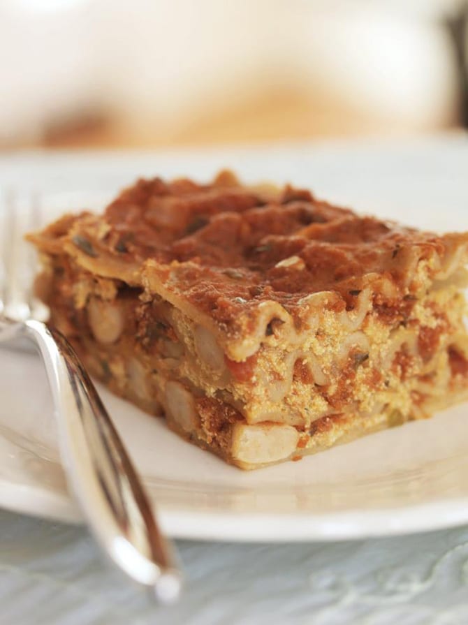 Vegan Slow Cooker Lasagna with White Beans and Pumpkin Tofu Ricotta