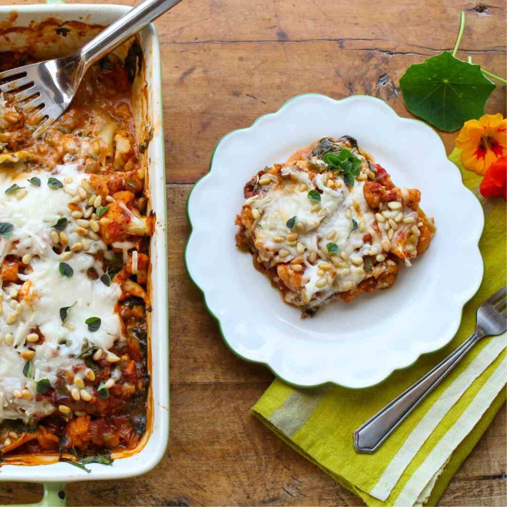 Vegan Cauliflower Spinach Lasagna