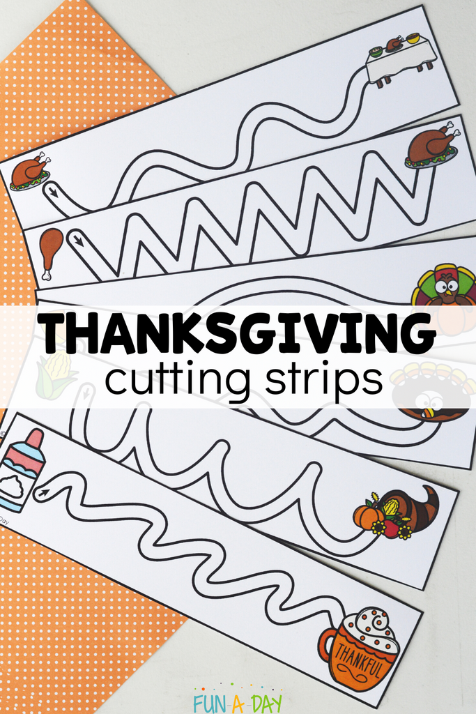 Thanksgiving Cutting Strips for Fine Motor Practice