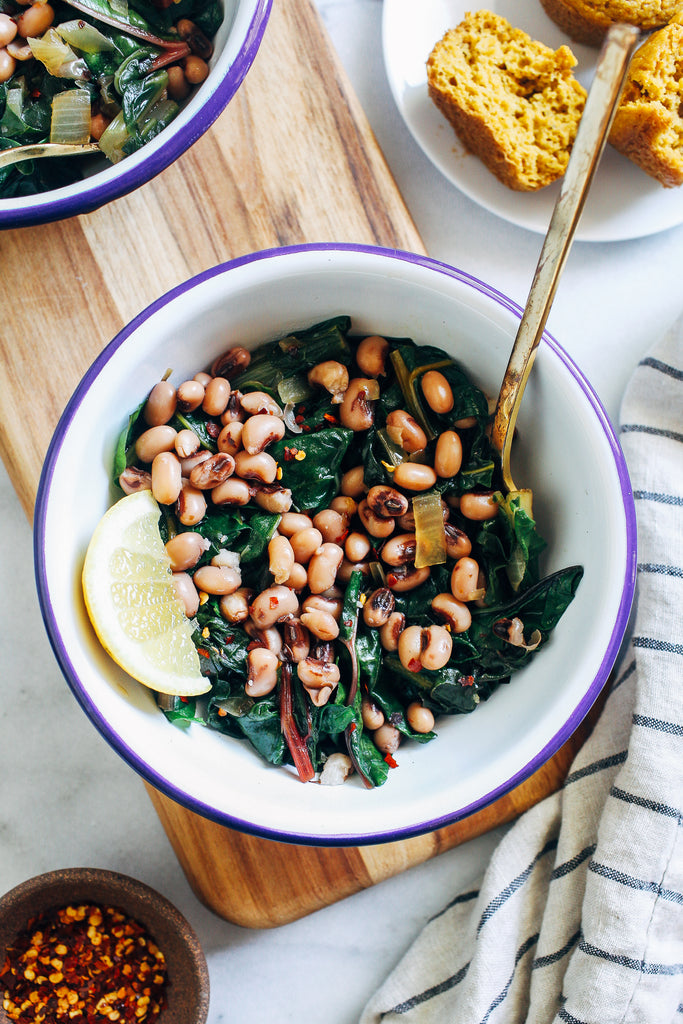 New Years Black Eyed Peas and Greens