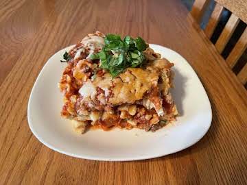 Egg Noodle Lasagna with Aged White Cheddar Cheese