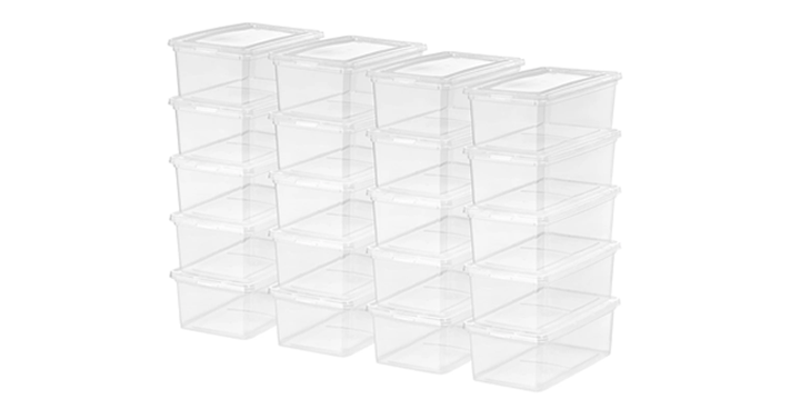 Mainstays 5 Quart Stackable Plastic Lidded Closet Organizer Box – Clear – Set of 20 – Just $19.88!