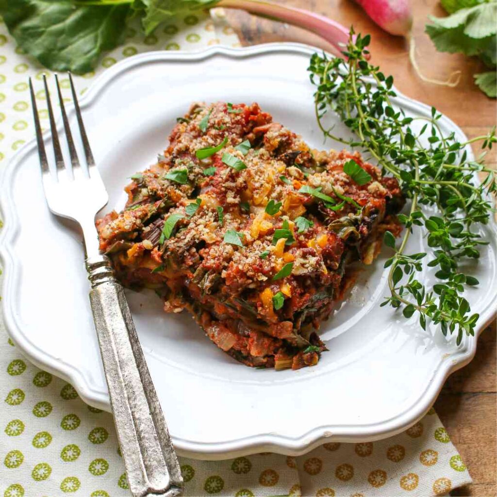 Swiss Chard Pecan Vegan Lasagna