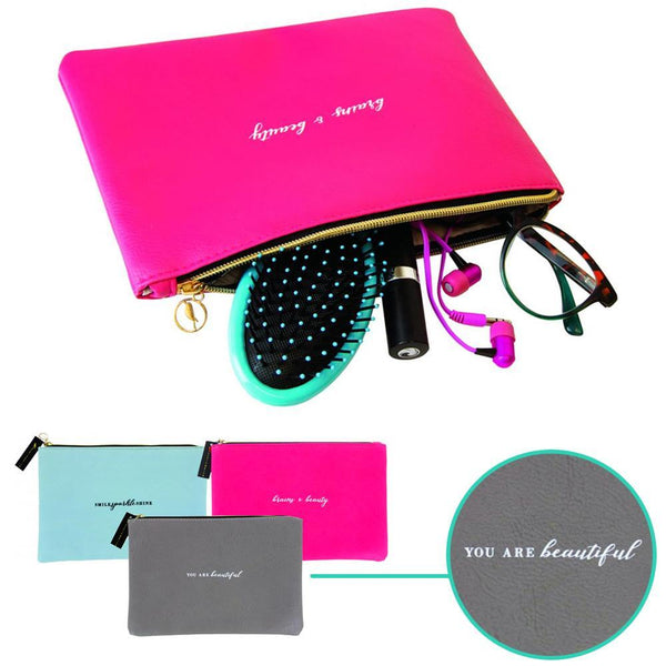 2 Beauty Cosmetic Pouch Makeup Bag Travel Case Zippered Toiletry Purse Organizer