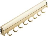 Synergy Elite Belt Rack with full extension slide, aluminum with zinc hooks, brass polished, zinc, 17 7/8" length