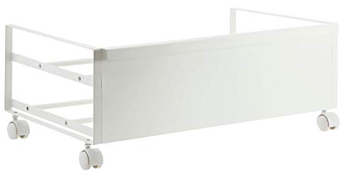 Red Co. Double Tier Mobile Rolling Shoe Rack, Space Saving Rectangular Footwear Storage Organization, White