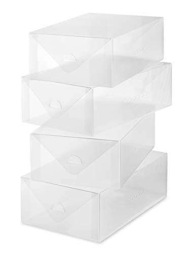 Whitmor Clear Vue Women's Shoe Box - Heavy Duty Stackable Shoe Storage - (Set of 4)