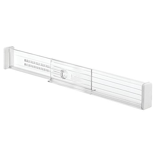 InterDesign Linus Drawer Dividers, Plastic Drawer Separators in A Set of 2, Deep Drawer Organiser System, Clear