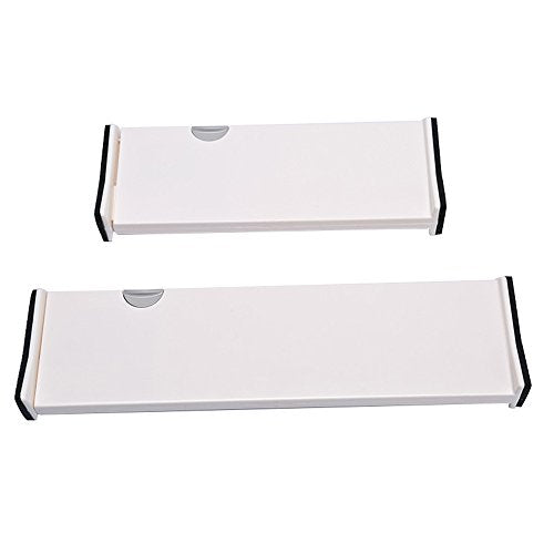 Cozyhouse Adjustable Plastic Drawer Dividers Organizer Dresser Divider Kitchen Bathroom Bedroom Drawer Divider for Clothes Underwear Utensils Toiletries Set of 2PCS (1 Small & 1 Large)