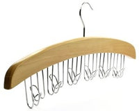Cosmos ® Natural Wood Color Tie /Belt /Scarf Hanger /Collection /Organizer with Cosmos Fastening Strap