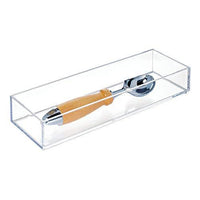 iDesign Clarity Plastic Drawer Organizer, Storage Container for Silverware, Utensils, Kitchen Gadgets in Pantry, Cabinets, Countertops, 4" x 12" x 2" - Clear