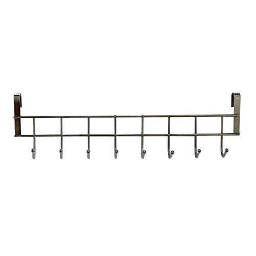 Featured 8 double hook over the door hanger by kurtzy stainless steel organizer rack for coat towel bag hat or robe polished silver chrome finish no mounting or fixings required