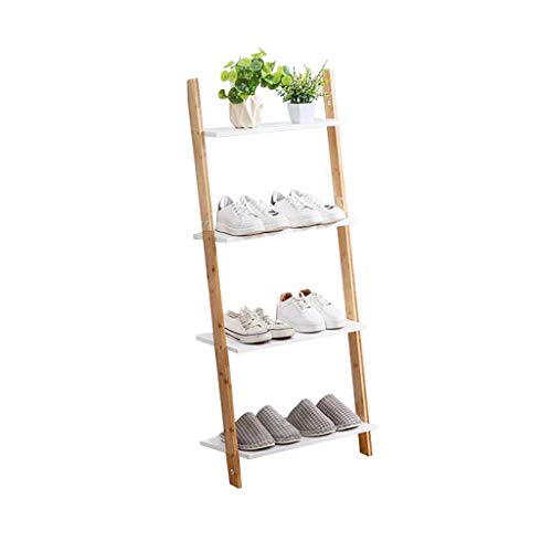 Adjustable Reliable 4 Tier Shoe Rack Bamboo Ladder Standing Shelf Storage Bracket Living Room Hallway Versatile Flower Stand (Size : 53cm)