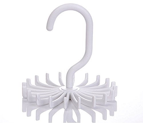 3Pack 360 Degree Rotating Twirl Tie Rack,Adjustable Tie Belt Scarf Hanger Holder Hook for Closet Organizer Storage (White 4.4" 20 Hooks)