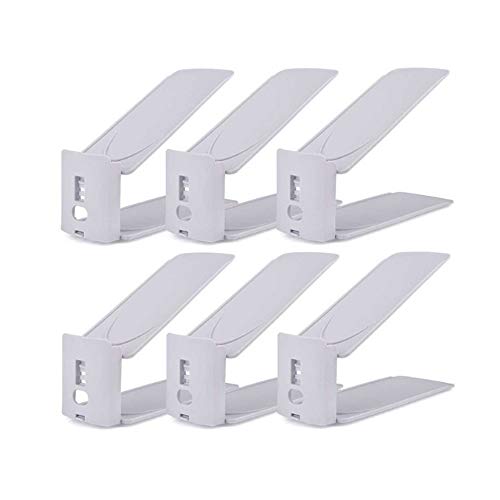 Fivebop Shoe Slots Organizer Space Saver Adjustable Shoe Holders Rack for Casual Shoes, High Heels Shoes, 6 Pieces Set (White)