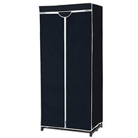 GOFLAME Clothes Closet Portable Freestanding Closet Shelf Storage Organizer Wardrobe with Hanging Rack, Waterproof,Non-Woven Fabric Cover (Black)