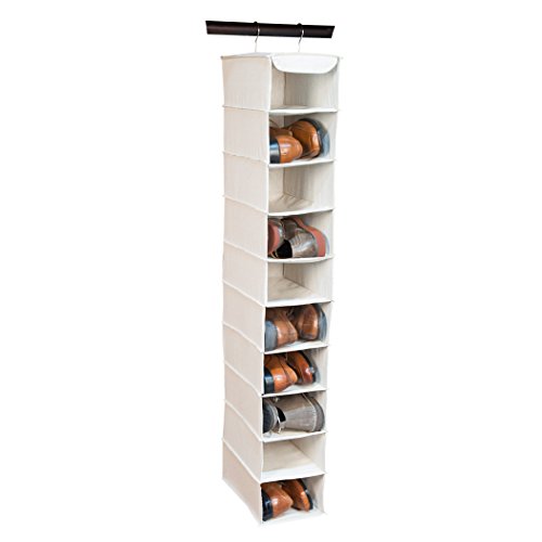 Richards Arrow Weave Large 10 Shelf Hanging Shoe Organizer-Beige (1, Natural Beige)