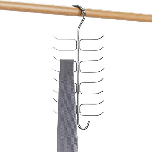 iDesign Axis 17-Hook Metal Vertical Closet Organizer Hanging Rack for Ties, Belts, Towels, Bags, Jackets, 5.5" x 0.5" x 12.75", Chrome