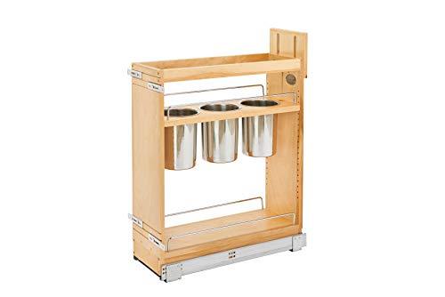 Rev-A-Shelf - 448UT-BCSC-8C - 8 in. Pull-Out Wood Base Cabinet Utensil Organizer with 3 Bins and Soft-Close Slides