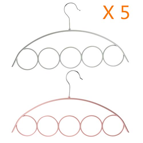 Onpiece 5 Loops Anti-Slip Scarf/Tie / Belt Organizer Hanger Holder Rack, Pack of 5