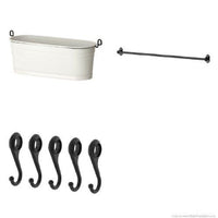 Ikea Fintorp Steel Condiment Kitchen Spice Holder Storage Organizer Cutlery Caddy/Plant Pot along with 31” Kitchen Pot Rack Utensil Storage Organizer and 5 3” Steel Hooks Kitchen Utensil Hanger Pot Pan Holder