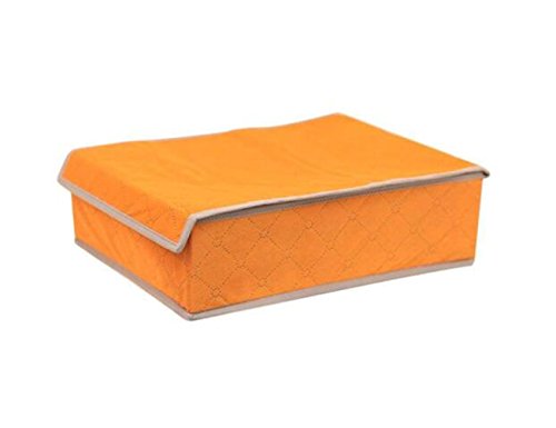 Ericotry 24 Cells Non Woven Charcoal Bamboo Fibre Foldable Bedroom Drawer Organizers Underwear Socks Bras Ties Drawer Closet Storage Box Home Organizer Case (Orange)