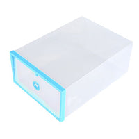 Yosoo 2 PCS/Pack Multicolour Foldable Stackable Clear Plastic Shoe Storage Box Drawer Case Organizer Holder Shoe Box Transparent Visible Shoe Case Home Storage Container Office Organiser(Blue)