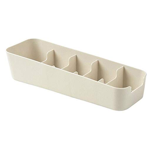 Underwear Organizer Tie Bra Socks Storage Box Drawer Closet Dresser Drawer Divider Organizer 5-Slots (Beige)