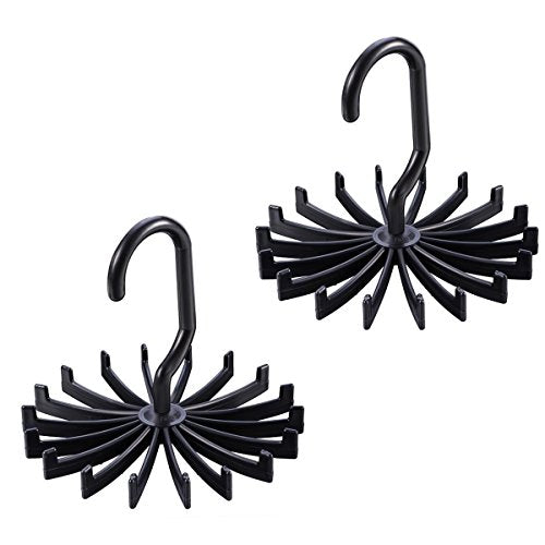 Eforstore 20 Hooks Tie Rack Organizer Adjustable Rotating Neck Ties Belt Scarf Hanger Organizer - 2 Pack