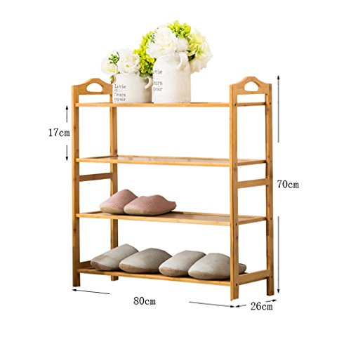 SH-xiejia 4-Tier Natural Bamboo Wooden Simple Shoe Rack Shelf Holder Storage Organizer Multifunctional Shelf for Hallway Bathroom Living Room ?Multi-Size? (Size : 802670CM)