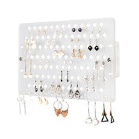 JACKCUBE Design Wall Mount Earring Jewelry Holder Organizer Hanger Storage Rack Display Clear Acrylic with 94 Holes(Clear, 15.7 x 9.4 x 0.9 inches) - MK201B