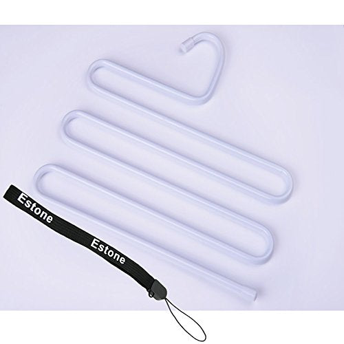 Estone® Multi-Purpose Practical 5 Layers Pants Hanger Trousers Tie Rack Space Saving (White)