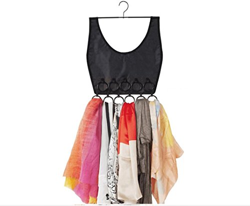 11 hooks hanging organizer Scarf organizer Closet organize scarf organizer tie organizer belt organizer (Black)