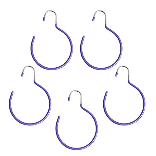 Flameer 5-Pack Metal Loop Scarf Hanger, Closet Organization Storage Holder for Scarves, Ties, Shawls, Belts,Clothes Accessories - Purple