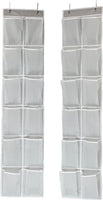 Simple Houseware 24 Pockets - 2PK 12 Large Pockets Over Door Hanging Shoe Organizer, Grey (58'' x 12.5'')